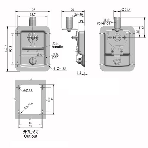 T-HANDLE WITH ROLLER CAM DRAW 50369